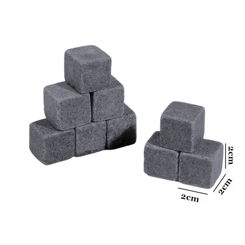 6Pcs Whiskey Stones Sipping Ice Cube Cooler Reusable Whisky Ice Stone Whisky Natural Rocks Bar Wine Cooler Party Wedding Gifts