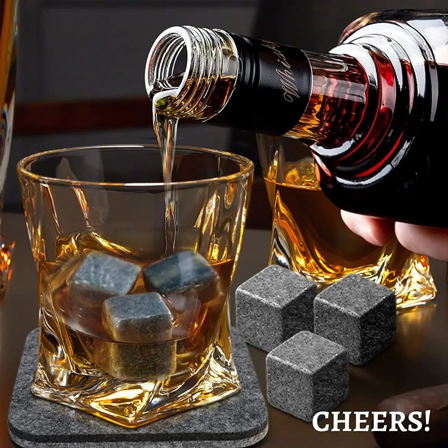 6Pcs Whiskey Stones Sipping Ice Cube Cooler Reusable Whisky Ice Stone Whisky Natural Rocks Bar Wine Cooler Party Wedding Gifts